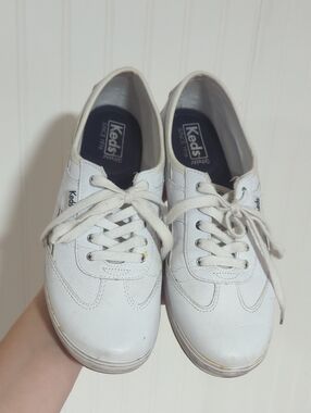 Keds White Low-Top Leather Lace-Up Sneakers